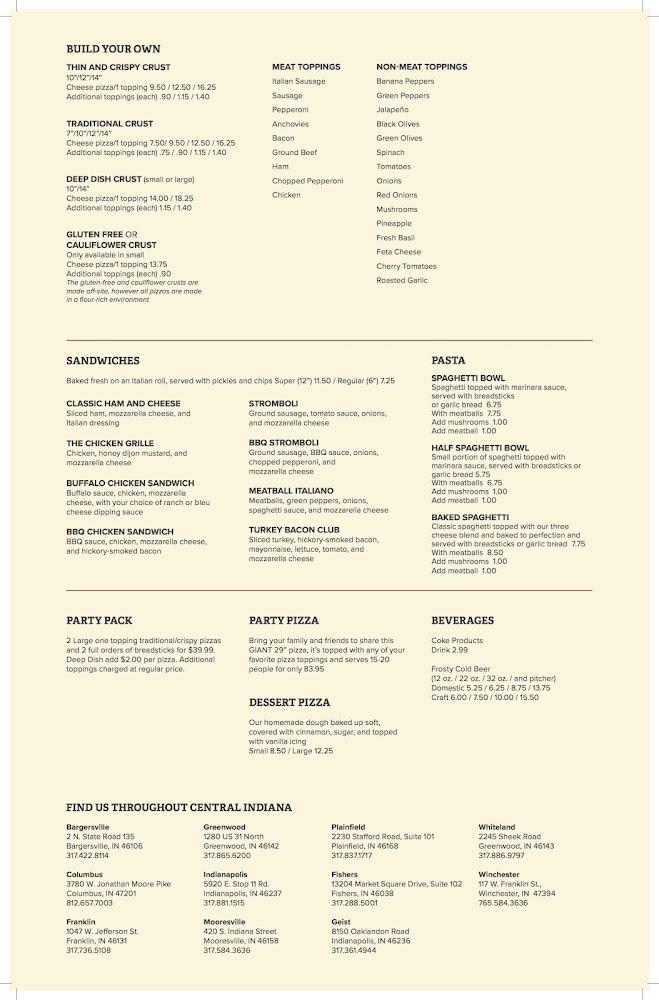 Chicago's Pizza Geist Menu image 1